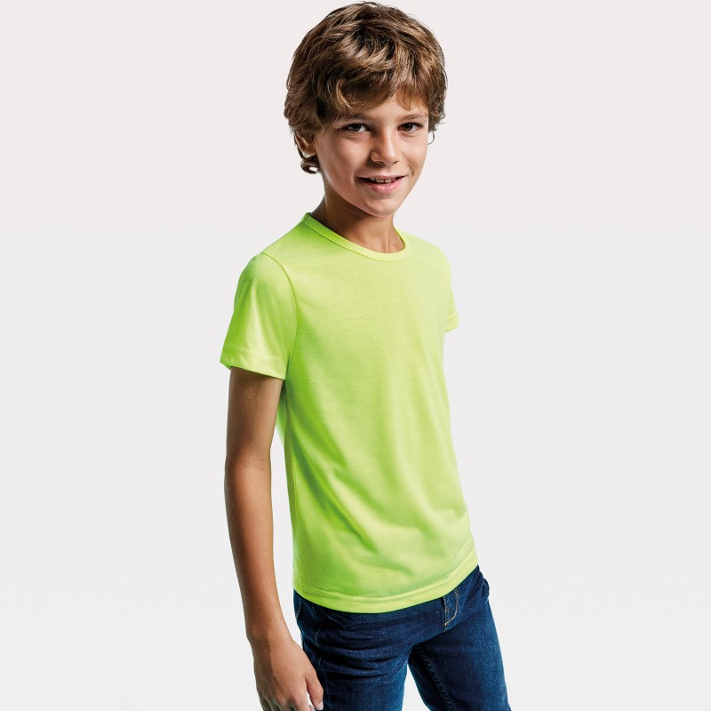 Camiseta básica de manga corta verde niño